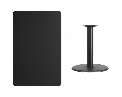 BLNK Rectangular Table with 24'' Round Base - Black, 30"W x 48"L