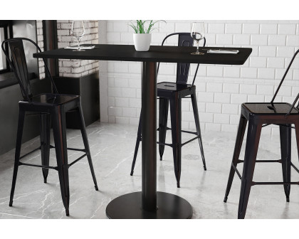 BLNK Rectangular Bar Height Table with 24'' Round Base