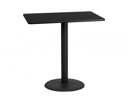 BLNK Rectangular Bar Height Table with 24'' Round Base - Black, 30"W x 48"L