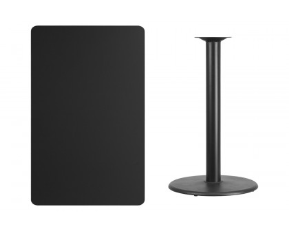 BLNK Rectangular Bar Height Table with 24'' Round Base - Black, 30"W x 48"L