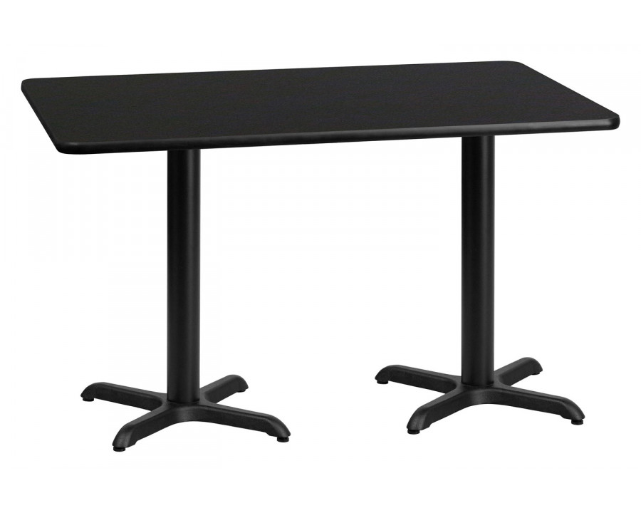 BLNK Rectangular Table with 22'' x 22'' Bases - Black, 30"W x 60"L