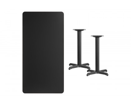 BLNK™ Rectangular Table with 22'' x 22'' Bases - Black, 30"W x 60"L