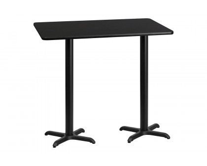 BLNK Rectangular Bar Height Table with 22'' x 22'' Bases - Black, 30"W x 60"L