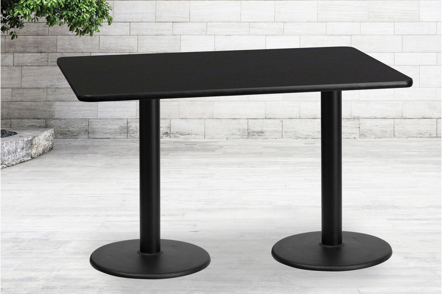 BLNK™ Rectangular Table with 18'' Round Bases - Black, 30"W x 60"L