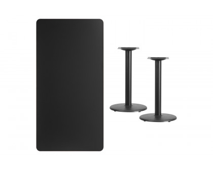 BLNK™ Rectangular Table with 18'' Round Bases - Black, 30"W x 60"L