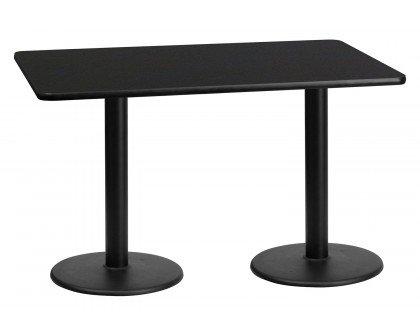 BLNK™ Rectangular Table with 18'' Round Bases - Black, 30"W x 60"L