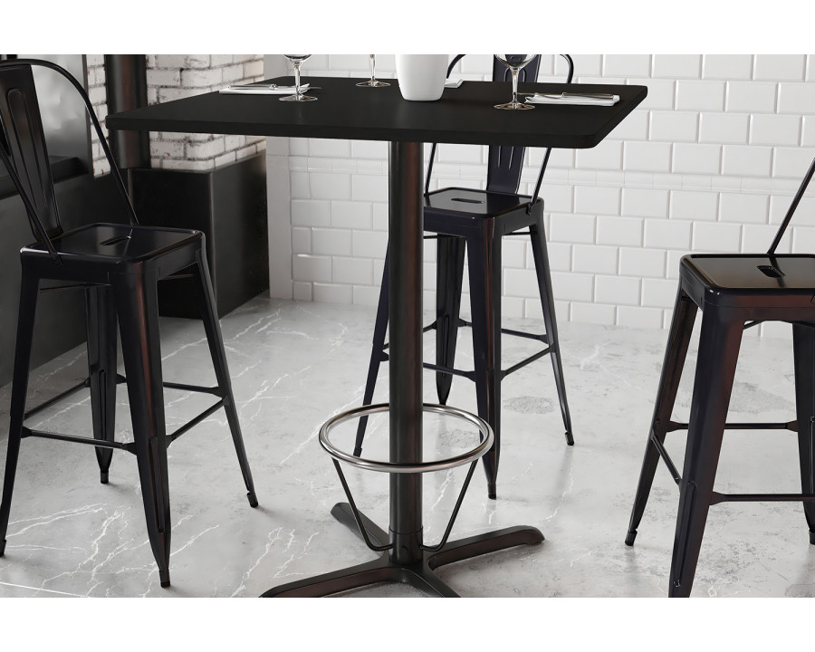 BLNK Square Bar Height Table with 30'' x 30'' Base - Black, 36"W, with Foot Ring