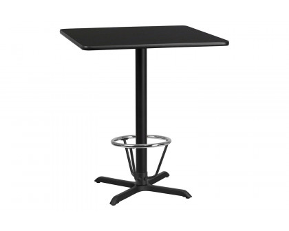 BLNK Square Bar Height Table with 30'' x 30'' Base - Black, 36"W, with Foot Ring