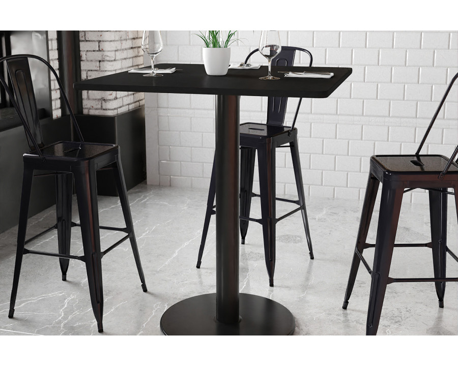 BLNK Square Bar Height Table with 24'' Round Base - Black, 36"W