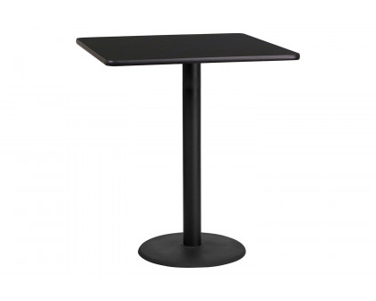 BLNK Square Bar Height Table with 24'' Round Base - Black, 36"W