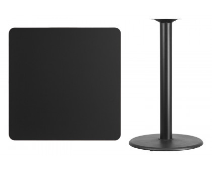 BLNK Square Bar Height Table with 24'' Round Base - Black, 36"W