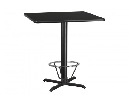 BLNK Square Bar Height Table with 33'' x 33'' Base - Black, 42"W, with Foot Ring