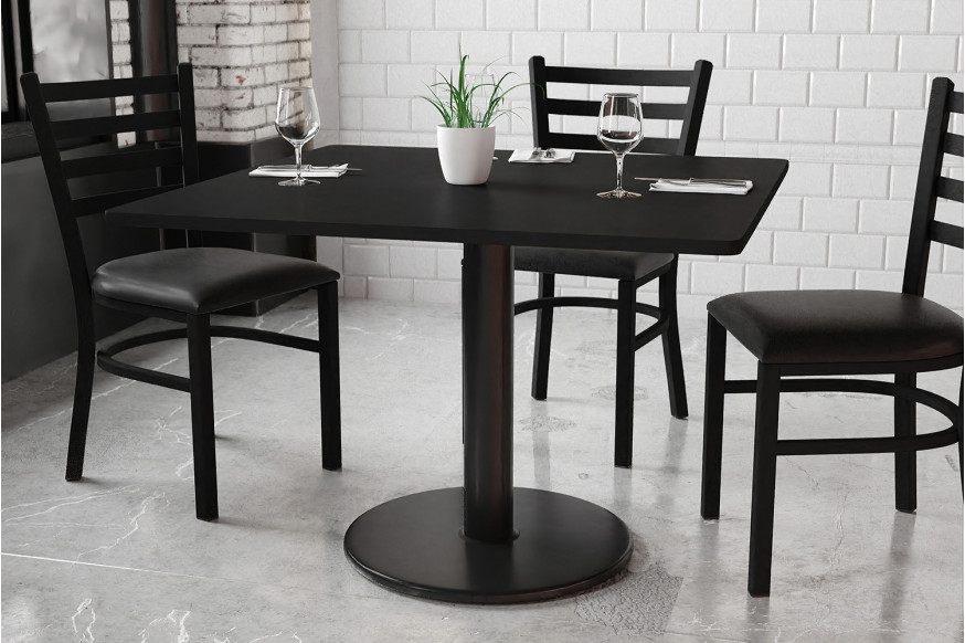 BLNK™ Square Table with 24'' Round Base - Black, 42"W