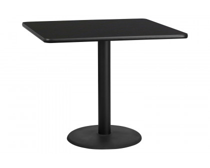 BLNK™ Square Table with 24'' Round Base - Black, 42"W