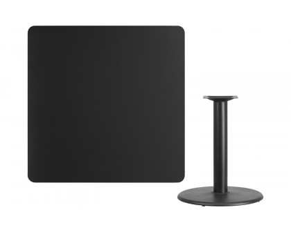 BLNK™ Square Table with 24'' Round Base - Black, 42"W