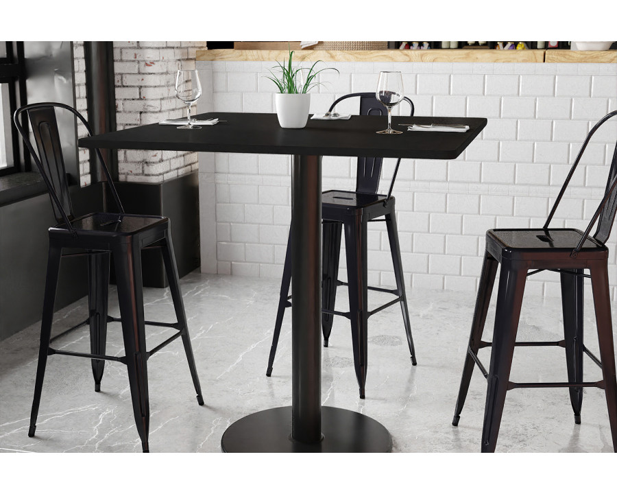 BLNK Square Bar Height Table with 24'' Round Base