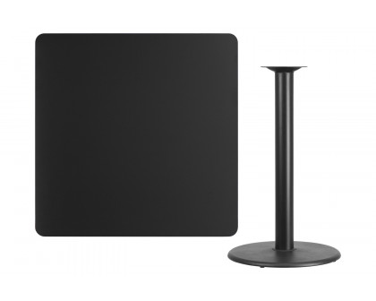 BLNK Square Bar Height Table with 24'' Round Base - Black, 42"W