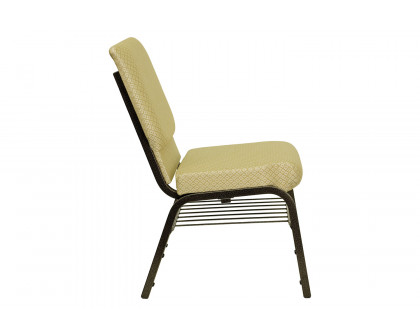 BLNK™ HERCULES Series Fabric Church Chair with Book Rack and Gold Vein Frame - Beige Patterned