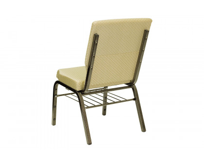 BLNK™ HERCULES Series Fabric Church Chair with Book Rack and Gold Vein Frame - Beige Patterned