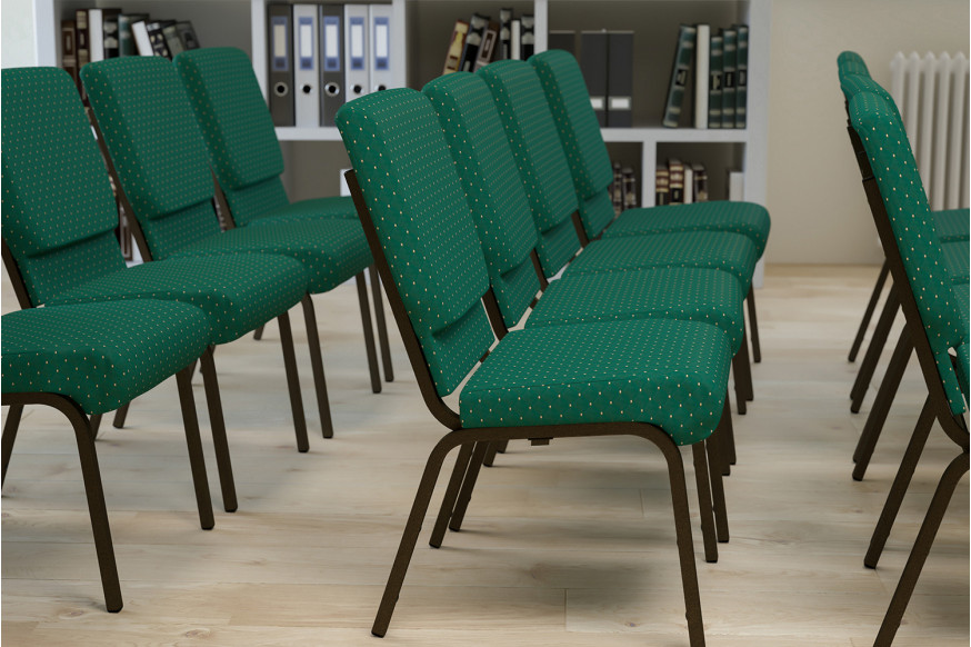 BLNK™ HERCULES Series Fabric Stacking Church Chair with Gold Vein Frame - Green Patterned