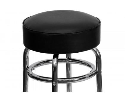 BLNK Bruno Double Ring Chrome Bar Stool - Black