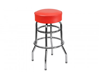 BLNK Bruno Double Ring Chrome Bar Stool - Red