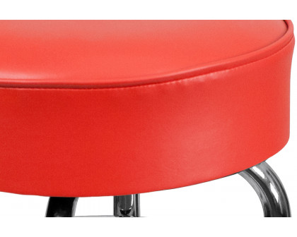 BLNK Bruno Double Ring Chrome Bar Stool - Red