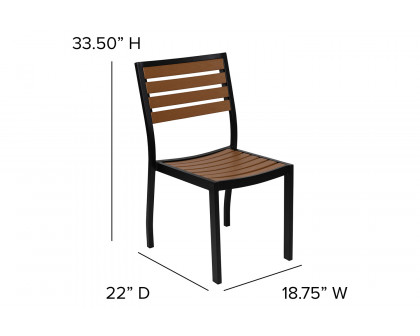 BLNK Lark Outdoor Patio Bistro Dining Table Set with Faux Teak Poly Slats - with 2 Chairs