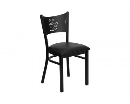 BLNK HERCULES Series Black Metal Coffee Back Restaurant Chair with Vinyl Seat