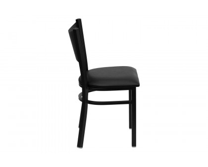 BLNK HERCULES Series Black Metal Coffee Back Restaurant Chair with Vinyl Seat - Black