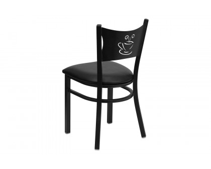 BLNK HERCULES Series Black Metal Coffee Back Restaurant Chair with Vinyl Seat - Black