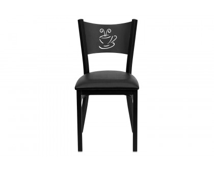 BLNK HERCULES Series Black Metal Coffee Back Restaurant Chair with Vinyl Seat - Black