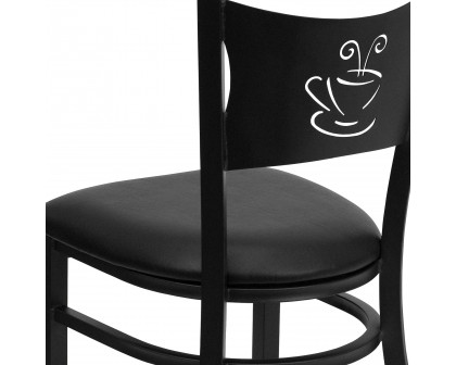 BLNK HERCULES Series Black Metal Coffee Back Restaurant Chair with Vinyl Seat - Black