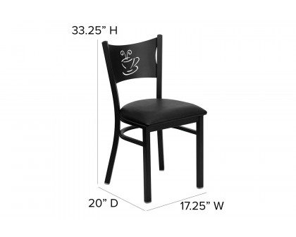 BLNK HERCULES Series Black Metal Coffee Back Restaurant Chair with Vinyl Seat - Black