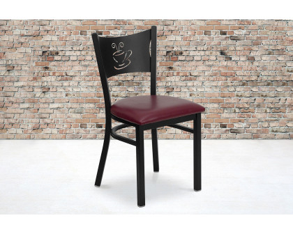 BLNK HERCULES Series Black Metal Coffee Back Restaurant Chair with Vinyl Seat