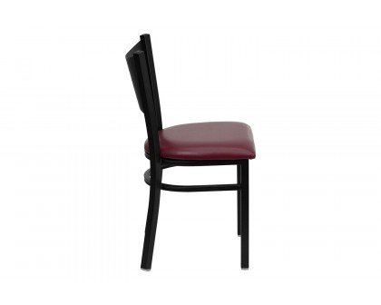 BLNK HERCULES Series Black Metal Coffee Back Restaurant Chair with Vinyl Seat - Burgundy