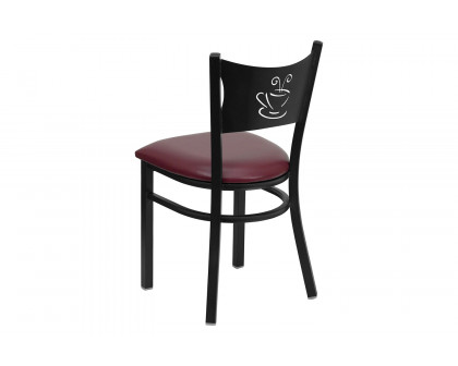 BLNK HERCULES Series Black Metal Coffee Back Restaurant Chair with Vinyl Seat - Burgundy