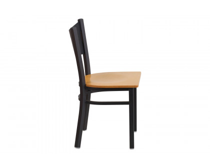 BLNK HERCULES Series Black Metal Coffee Back Restaurant Chair with Wood Seat - Natural