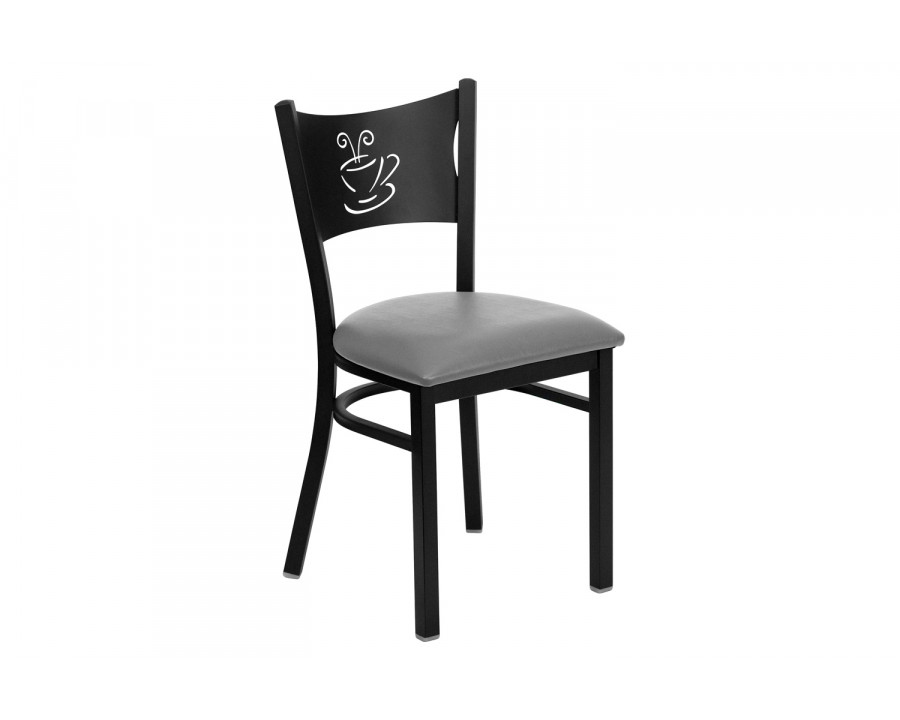 BLNK - HERCULES Series Black Metal Coffee Back Restaurant Chair with Custom Upholstered Seat