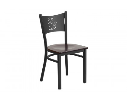 BLNK HERCULES Series Black Metal Coffee Back Restaurant Chair with Wood Seat