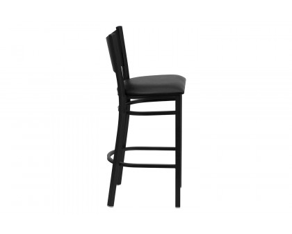 BLNK HERCULES Series Black Metal Coffee Back Restaurant Bar Stool with Vinyl Seat - Black