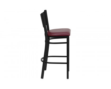 BLNK HERCULES Series Black Metal Coffee Back Restaurant Bar Stool with Vinyl Seat - Burgundy