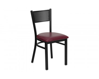 BLNK HERCULES Series Black Metal Grid Back Restaurant Chair with Vinyl Seat