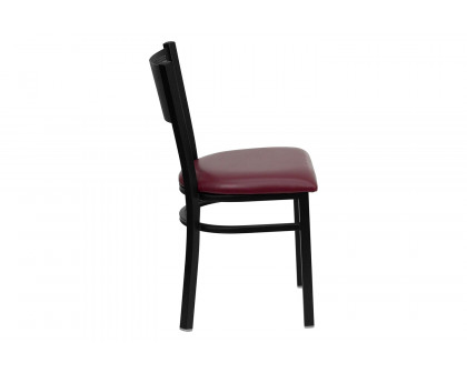 BLNK HERCULES Series Black Metal Grid Back Restaurant Chair with Vinyl Seat - Burgundy