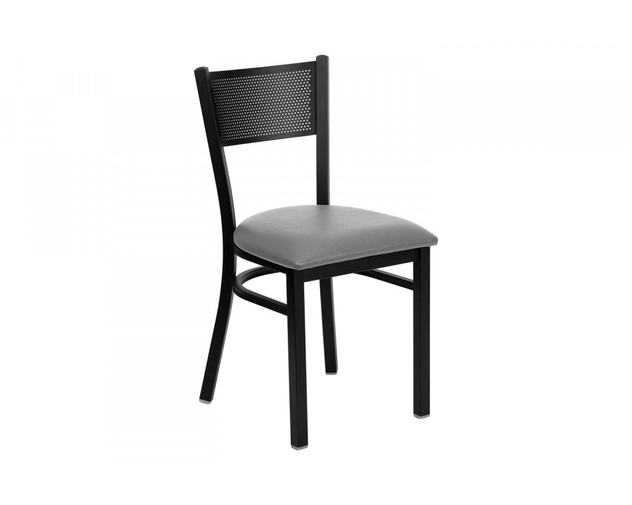 BLNK - HERCULES Series Black Metal Grid Back Restaurant Chair with Custom Upholstered Seat