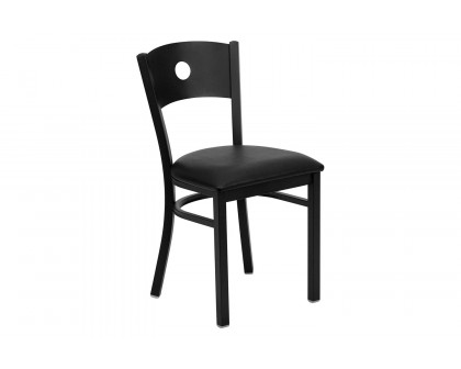 BLNK HERCULES Series Black Metal Circle Back Restaurant Chair with Vinyl Seat