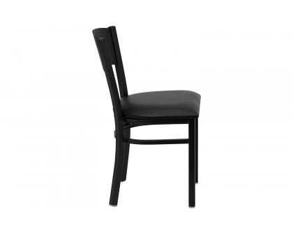 BLNK HERCULES Series Black Metal Circle Back Restaurant Chair with Vinyl Seat