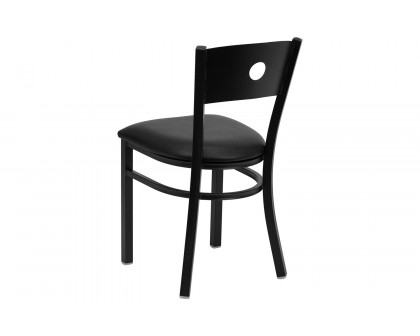 BLNK HERCULES Series Black Metal Circle Back Restaurant Chair with Vinyl Seat