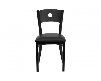 BLNK HERCULES Series Black Metal Circle Back Restaurant Chair with Vinyl Seat