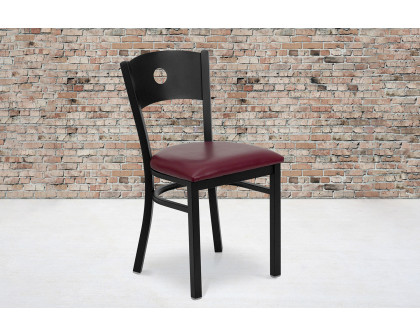 BLNK HERCULES Series Black Metal Circle Back Restaurant Chair with Vinyl Seat